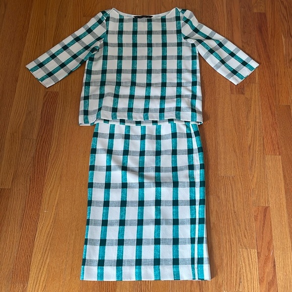 Zara Gingham Pencil Skirt + Top Set - Picture 4 of 8